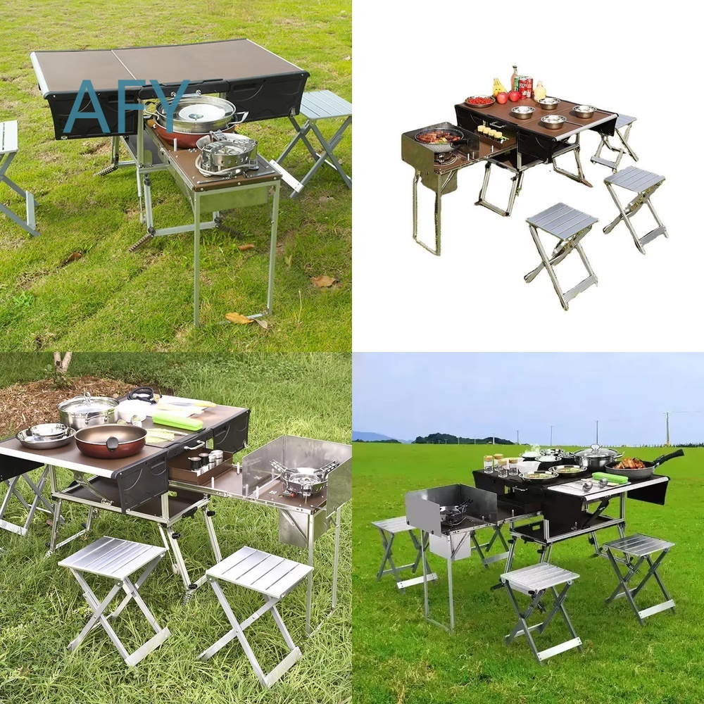 Camping Cooking Dining Set - Gerobak Makan Lipat Portabel untuk Memasak