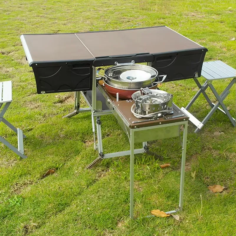 Camping Cooking Dining Set - Trailer Makanan Lipat Portabel untuk Luar
