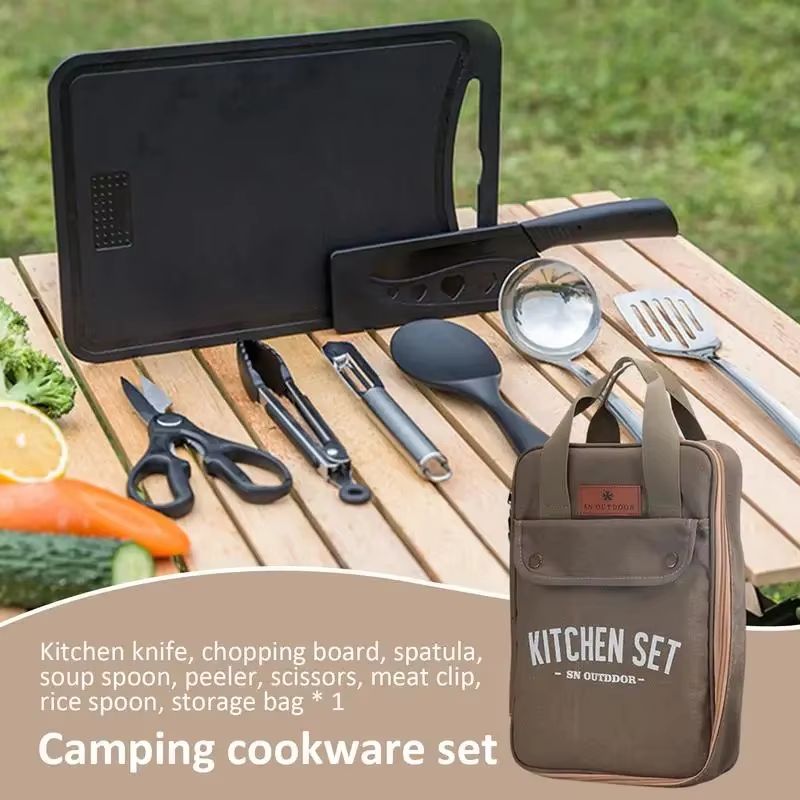 8 Buah Set Peralatan Masak Dap - Camping Cooking Organizer ulasan dan harga