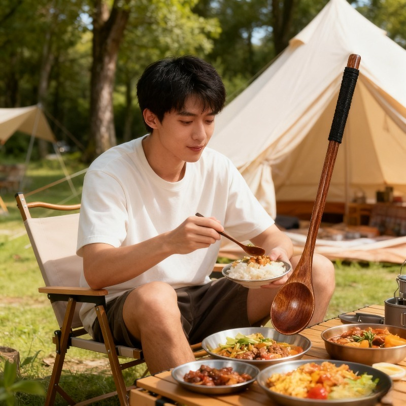 Set Peralatan Makan Kayu Sendo - Camping Cooking Dining Set ulasan dan harga